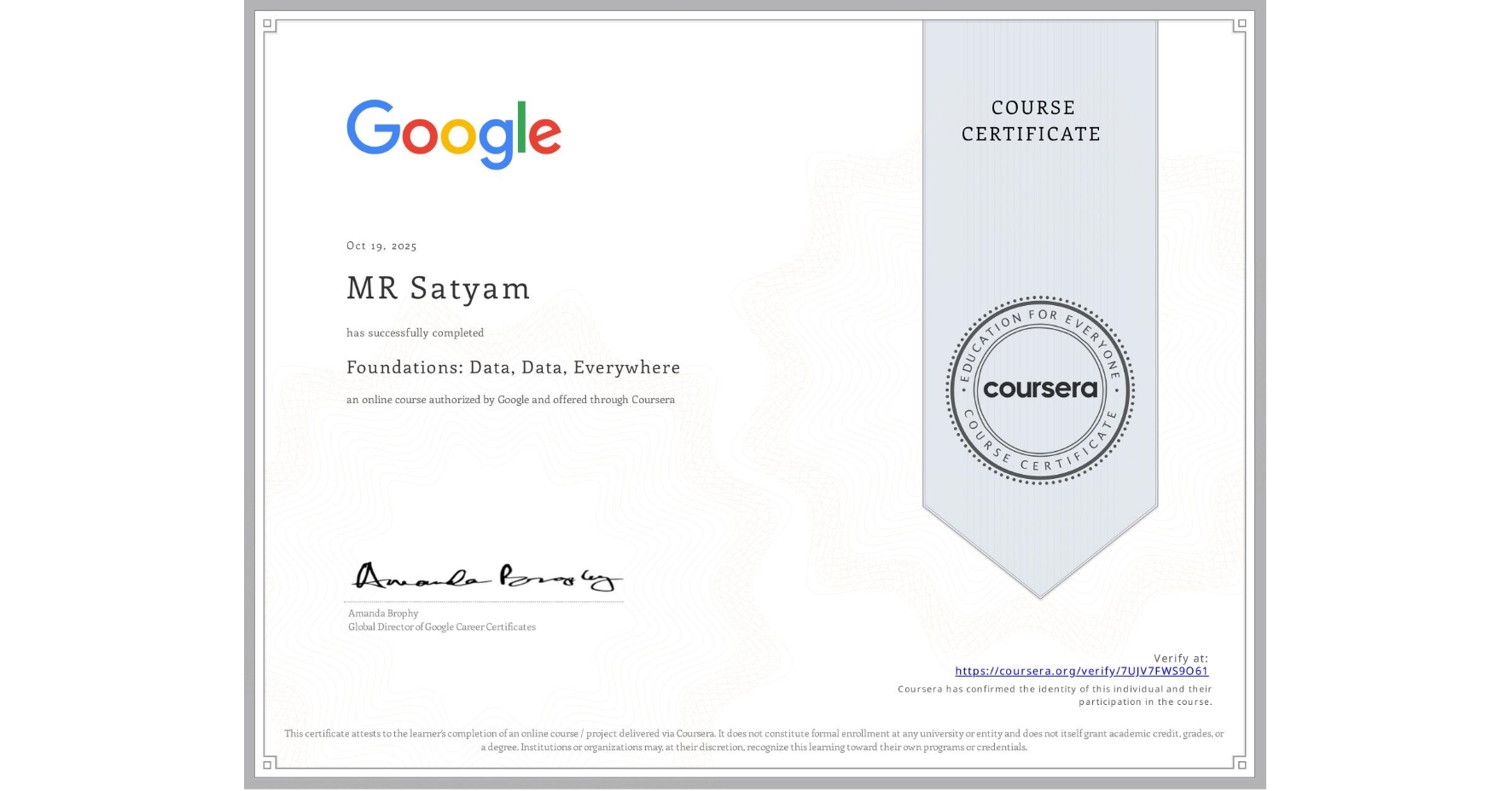 Google — Foundations: Data, Data, Everywhere